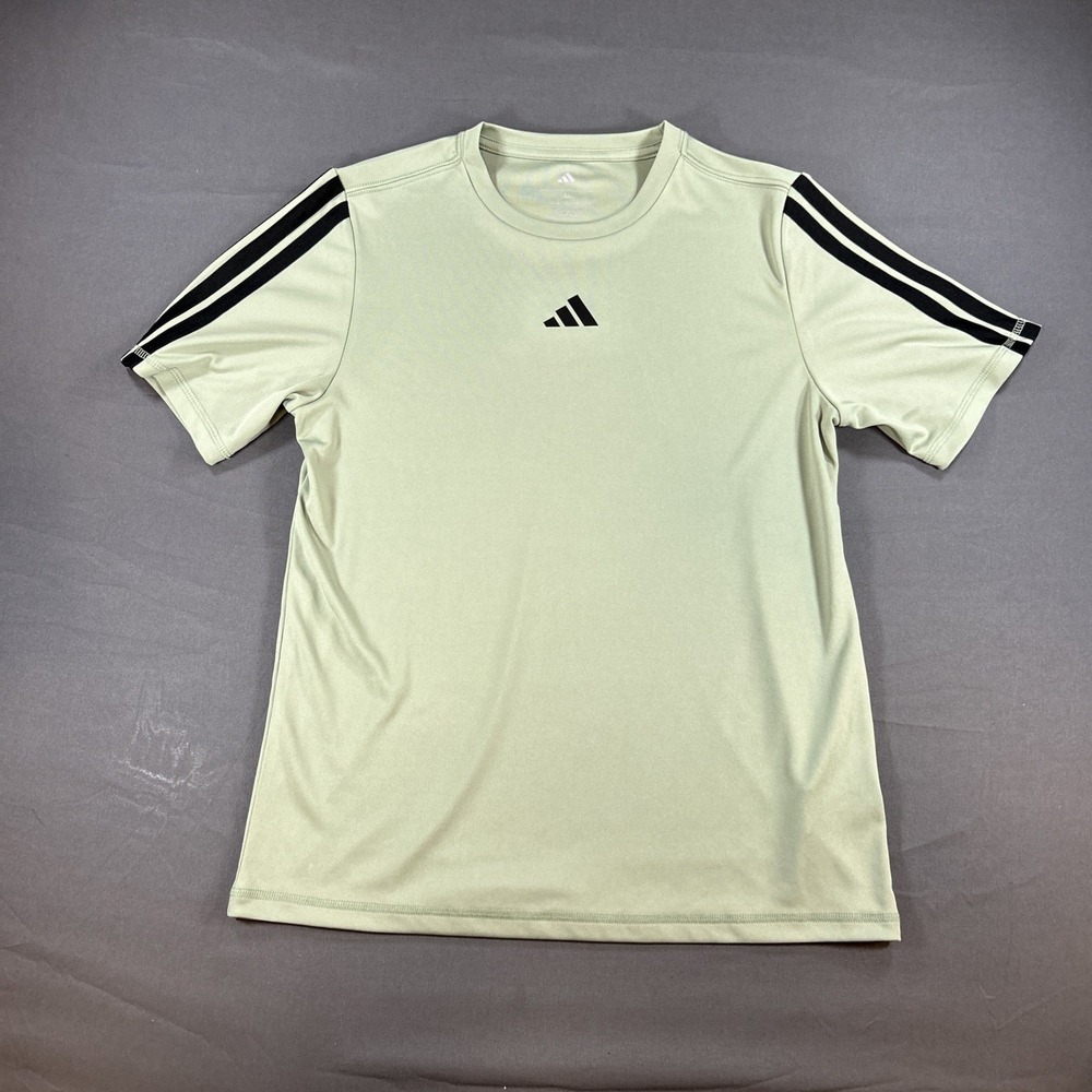 Adidas light green athletic t-shirt with black shoulder stripes Size Xl